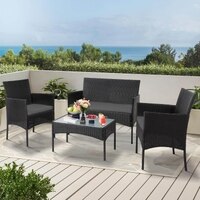 Carry Bird Wicker Patio Furniture Accessorie 4 Seater Sets In Black And Grey Colour
