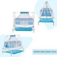 Ares Stainless Steel Baby Cradle with Mosquito Net - Clouds & Checks Clouds &Checks