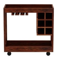 Horizon Solid Wood Bar Cabinet in Teak Finish