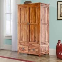 Alaca 2 Door 2 Drawer Wardrobe Sheesham Wood Wardrobe in Teak Finish