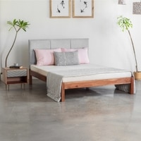 Toshi Solid Wood King Non Storage Bed in Grey Colour