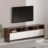 Bluewud Mannsae Engineered Wood Tvcabinet In Brown Maple & White Finish