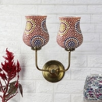 Devansh Metal Electric Wall Light in Gold Colour with Multicolor Shade Count of 2 Lights