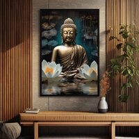 The Castle Decor Lord Buddha Wall Painting Framed Artwork 20x30 Inch Style 2