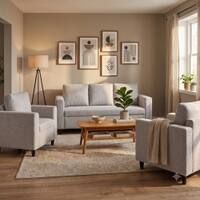 Nordic 3 Seater Sofa with 2 Matching Armchairs Grey