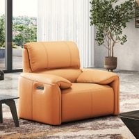 Leeroy One Seater Leather Recliner Sofa in Marigold Colour