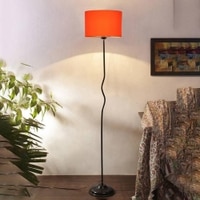 Lulu Orange Cotton shade with Iron floor lamp