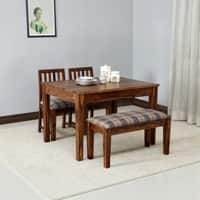 Arbor 4 Seater Dining Set with Check Cushioned Bench