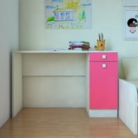 Celestia Kids Study Desk with Shuttered Cabinet and Drawer in Barbie Pink Colour