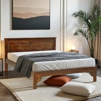 Opulenza Queen Size Bed Without Storage in Provencial Teak Finish