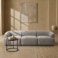 Zenliving Wood 3 Seater With Upholstery Non Storage Sofa In Grey Colour