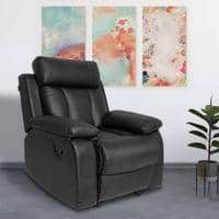 Magna Leatherette One Seater Manual Recliner in Black Colour
