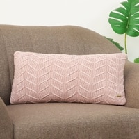 Rosa Pale Pink Cotton Knitted Cushion Cover 12X20 Inches