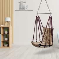 Swingzy Soft Leather Velvet Hanging Swing Chair for Adults Cotton Beige