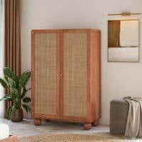 Takai Solid Wood 2 Door Wardrobe In Red Cedar Finish