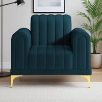 Josbert Velvet 1 Seater Sofa In T Blue Colour