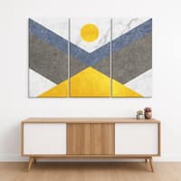 Truss Yellow White Pieces Marble Textured Geometric Canvas Wall Prints Set of 3 Multicolor Matte