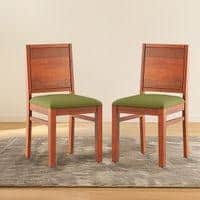 Atlas Dining Chairs Set Of 2 Finish Honey Colour Avocado Green