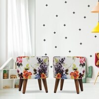 Celestia Solid Wood  Ottomon in  Multicolor Colour