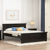 Alexandra Solid Wood Queen Size Non Storage Bed in American Walnut Finish