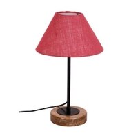 Turner Pink Natural Fiber Shade Table Lamp with Natural Wood & Iron Base