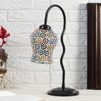 Multicolor Mosaic Glass Zig Zag Curvy Table lamp with Iron Base (EN04)