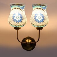 Devansh Metal Electric Wall Light in Gold Colour with Multicolor Shade Count of 2 Lights