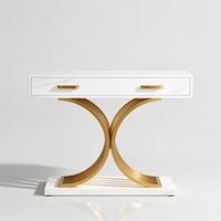 White Metal Console Table in White & Gold Colour