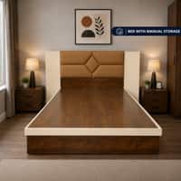 AIAN Beckley Queen Size Upholstered Platform Bed Walnut