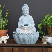 Grey 2Ft Lotus Buddha Water Fountain