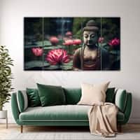 The Castle Decor Lord Buddha Meditation Wall Art Framed Painting 27x48 Inch (Style 1)