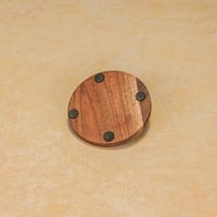 Ireka Home Blue Nebula Acacia Wood Coaster Set – Enamel Design (Set of 4)