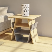 Interlocking Engineered Wood Side Table in Beige Colour