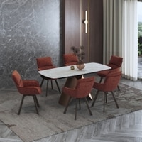 Aeris Ceramic 4 To 6 Seater Extendable Dining Table With Set of 2 Bren Dining Chair