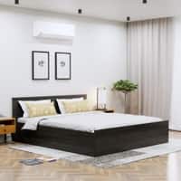 Hexa Engineered Wood Modern King Bed With Headboard With Storage In Flower Wenge