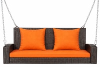 Carry Bird Wicker Patio Furniture Outdoor Balcony Swings In Brown And Orange Colour