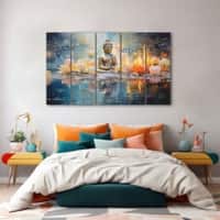 The Castle Decor Lord Buddha Wall Painting Wooden Framed Digital Painting 27x48 Inch (Style 4)