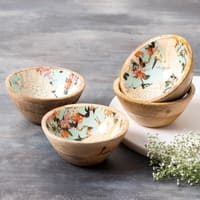 Elysian Flamingo Mango Wood Bowl Set Of 4