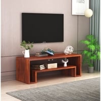 Kiara Solid Wood Free Standing TV Unit in Honey Finish