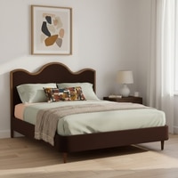 Solara Wave Luxe King Size Bed in velvet With Oak wood Frame & Hydraulic Storage