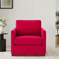 Bobby Boucle Fabric Lounge Chair in Red Colour