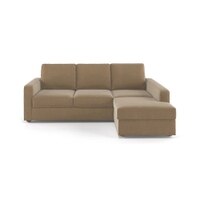Apollo Compact Sofa (Colour : Fawn Velvet, Cushion : Soft, Back Type : Regular, Seating Capacity : Right Aligned 2 Seater + Right Aligned Chaise + Ottoman)