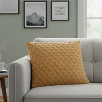 Kelly Knit Mustard Cotton Cushion Cover 16X16 Inches
