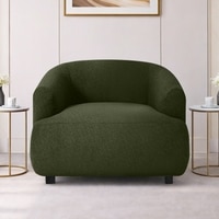 Morgen Boucle Fabric 1 Seater Sofa In Olive Green