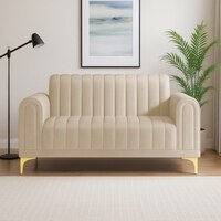 Josbert Velvet 2 Seater Sofa In  Cream Colour