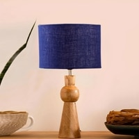 Devansh Blue Jute Table Lamp With Wood Natural Base (7X18.25 Inches)-13