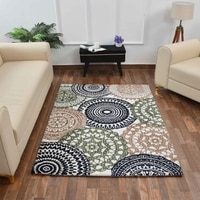 Multicolor Geometric Machine Made Polyester 3 X 5 Feet Carpet 3 X 5 Feet