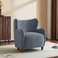 Megual Premium Boucle Upholstered Wingback Chair Blue Colour