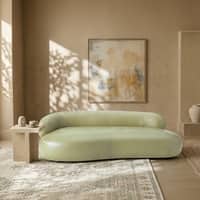 Luxelounge Wood 3 Seater With Upholstery Non Storage Sofa In Green Colour