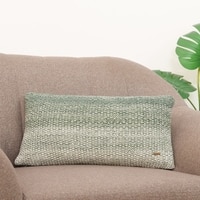 Ombre Moss Knit Mint Green  And Natural Cushion Cover 12X20 Inches
